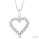 1/10 ctw Round Cut Diamond Heart Pendant in 10K White Gold with Chain